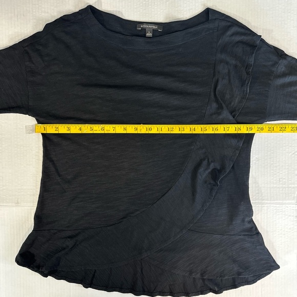 Banana Republic Black Longsleeve Ruffled Front Bottom Cotton Modal Size Small - Picture 7 of 11